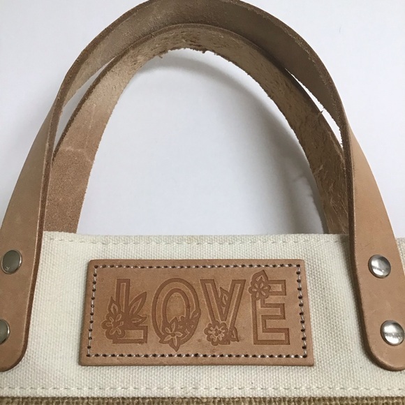 Brighton Lovebirds Floral Jute Canvas w/Leather Handles Tote Bag NEW - Picture 9 of 16